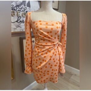 ASOS Orange/Peach Polka Dot Bodycon Mini Dress Size 4